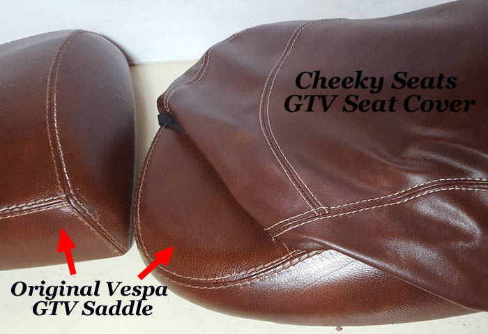 Vespa GTV Seat Cover Hand Tailored Whiskey Scooter Saddle Cover